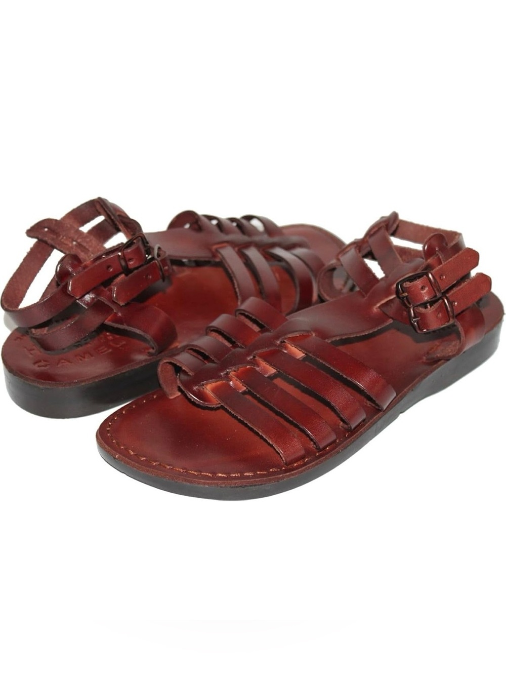 Camel Leather Strappy Sandals Brown Made in Jerusalem Biblical Handcrafted 7.5